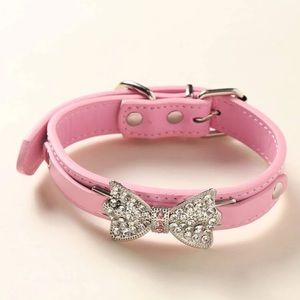 Pink bow dog collar